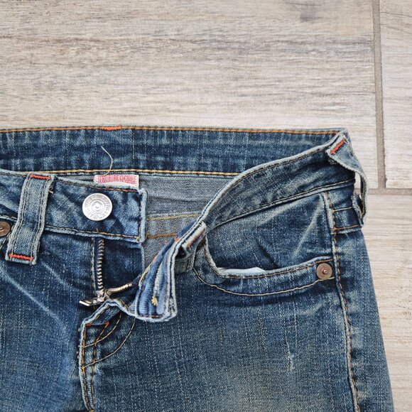 True Religion Billy Boot Cut Low Rise Jeans Women's Dusty Faded Flap Pockets 25 - Picture 7 of 11